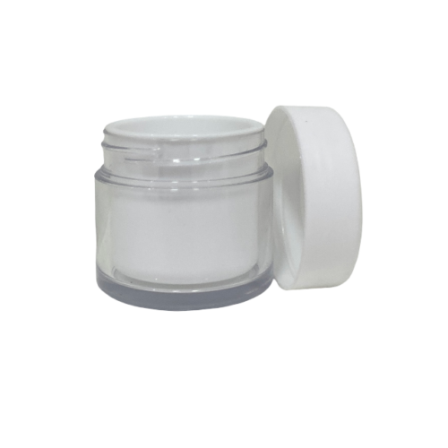 Pote crema 50 ml acrilico y plástico, tapa blanca