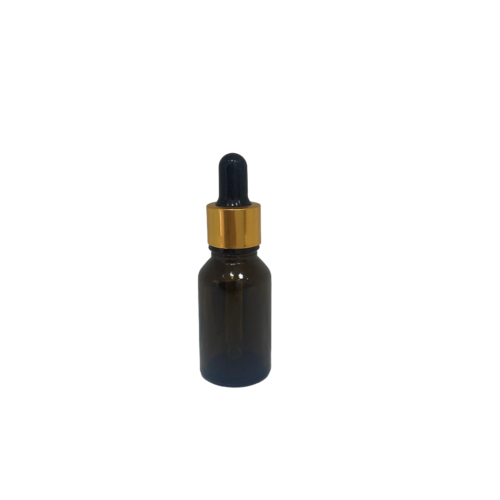 Gotario 15 ml vidrio ambar con pipeta dorada negra