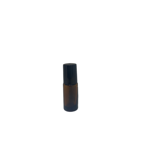 Roll on 5 ml vidrio ambar tapa negra