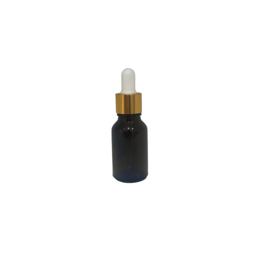 Gotario 15 ml. vidrio ambar con pipeta dorada negra
